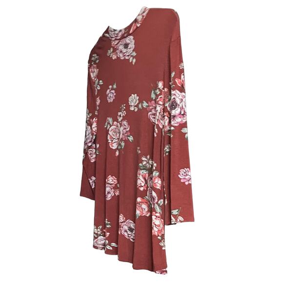 LIME N CHILI LONG SLEEVE, CUT OUT KEYHOLE NECK, WOMENS, L, BURNT ORANGE FLORAL - Picture 6 of 10